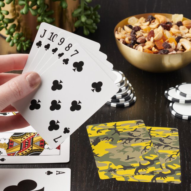 Gelbe und grüne Camouflage, Militär, Armee Spielkarten (In Situ)