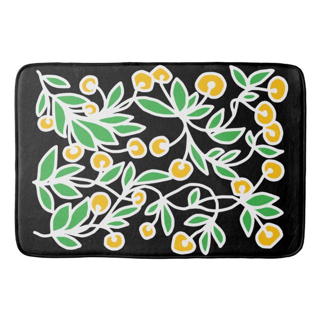 Gelbe und grüne Doodle Badematte (Vorderseite)