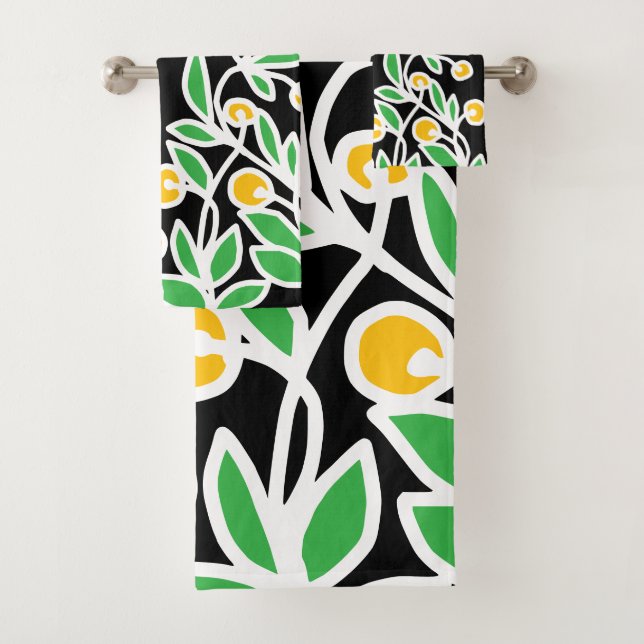 Gelbe und grüne Doodle Badhandtuch Set (Insitu)