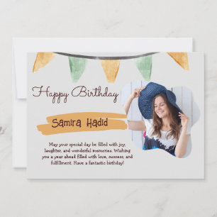Gelbe und grüne einfache Happy Birthday Flat  Feiertagskarte