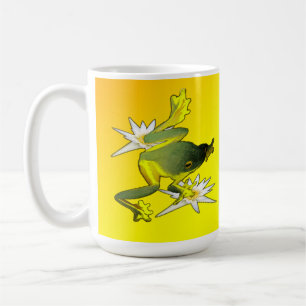 Gelbe und grüne Froschfarbe, Tasse des Kaffees