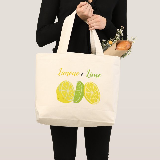 Gelbe und grüne italienische Zitrone und Limone Jumbo Stoffbeutel (Vorderseite (Produkt))