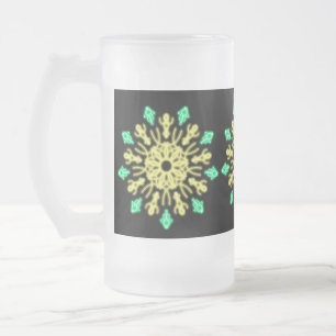 Gelbe und grüne neonale Blume Mattglas Bierglas