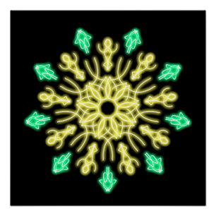 Gelbe und grüne neonale Blume Poster