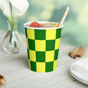 Gelbe und grüne Quadrate Pappbecher