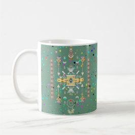 Gelbe und grüne Stammeskaffeemaschine Tasse