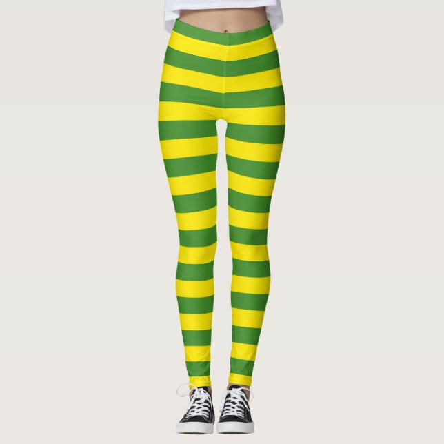 Gelbe und grüne Streifen Leggings (Vorderseite)