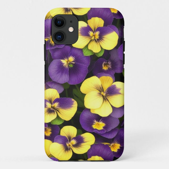 Gelbe und Lila Blume Pansy Case-Mate iPhone Hülle (Rückseite)