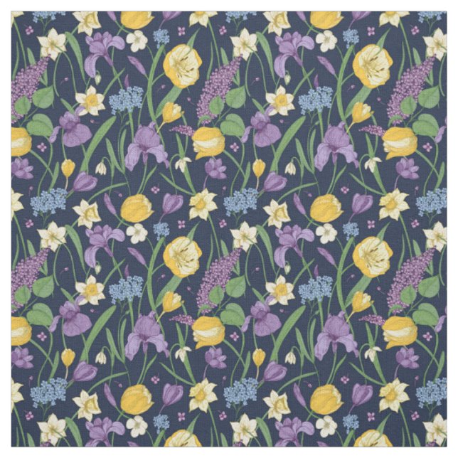Gelbe und Lila Blumenstoffe Stoff (Muster)