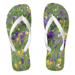 Gelbe und Lila Crocuses Erwachsene Flip Flops
