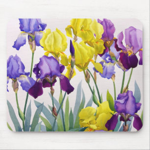Gelbe und lila Iris Mousepad
