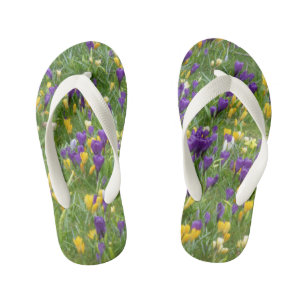 Gelbe und Lila Kreuze Kids Flip Flops