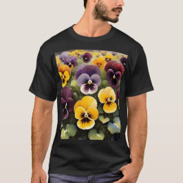 Gelbe und lila Stiefmütterchen Aquarellmalerei T-Shirt