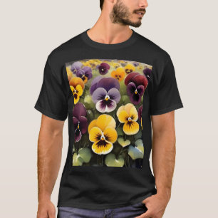 Gelbe und lila Stiefmütterchen Aquarellmalerei T-Shirt