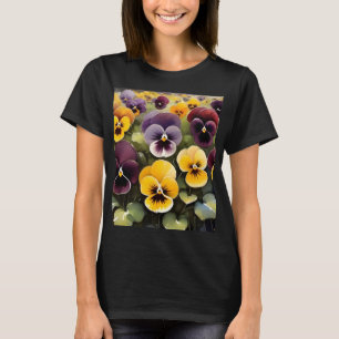 Gelbe und lila Stiefmütterchen Aquarellmalerei T-Shirt