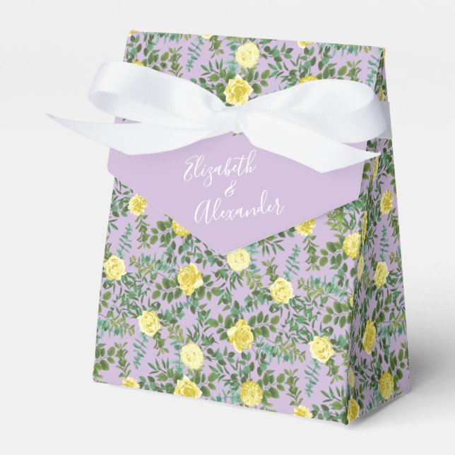 Gelbe und Lila Vintage Hochzeit Geschenkschachtel (Vorderseite)