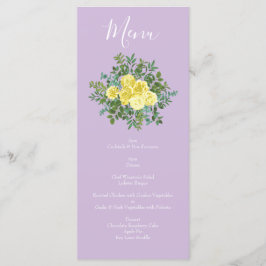 Gelbe und Lila Vintage Hochzeit Menükarte