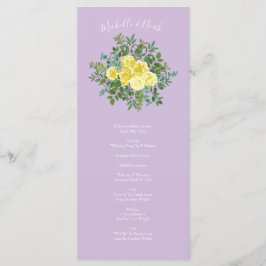 Gelbe und Lila Vintage Hochzeit Menükarte