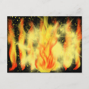Gelbe und orange Flammen Malerei HC Kunst Postkarte