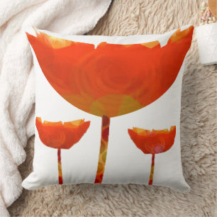 Gelbe und orange moderne Mohn-Blumenkissen Kissen