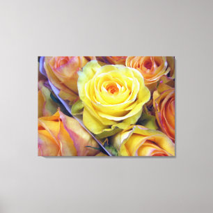 Gelbe und orange Rose Leinwand