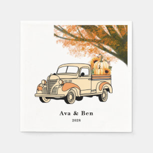 Gelbe und orange Vintage LKW-Hochzeit im Herbst Serviette