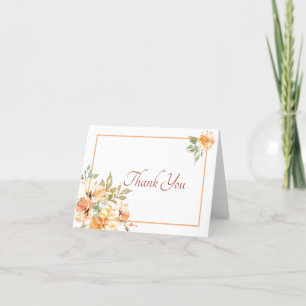 Gelbe und orange Wasserfarbe Blumen Dankeskarten Dankeskarte