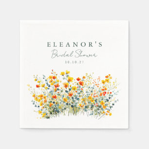 Gelbe und orange Wiesenwildblumen Brautdusche Serviette