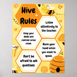 Gelbe und orangefarbene Bienen - Klassenordnung Pl Poster
