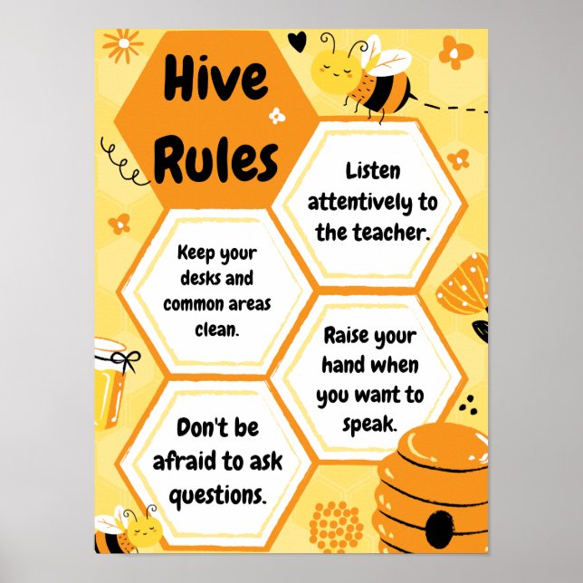 Gelbe und orangefarbene Bienen - Klassenordnung Pl Poster (Vorne)