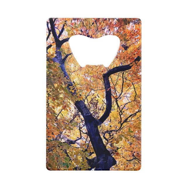 Gelbe und orangefarbene Blätter Geldbeutel Flaschenöffner (Vorderseite)