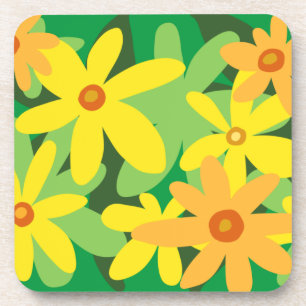 Gelbe und orangefarbene Blume Getränkeuntersetzer