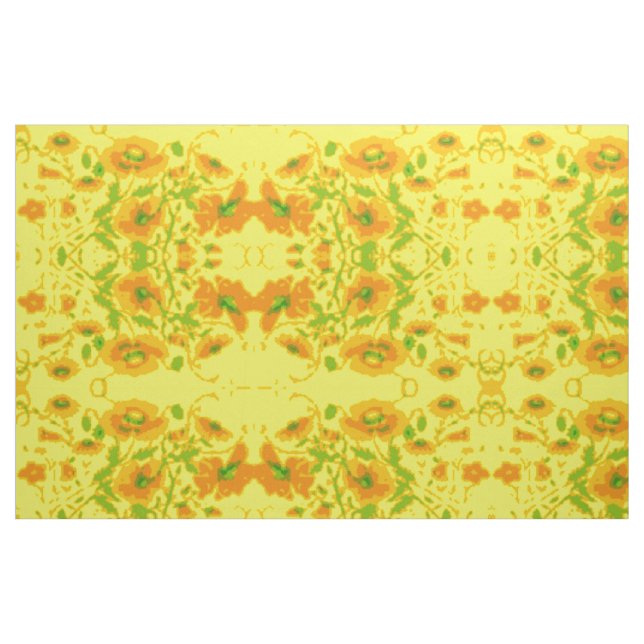 Gelbe und orangefarbene Blütenstoffe Stoff (Fat Quarter (45,7 x 55,9 cm))