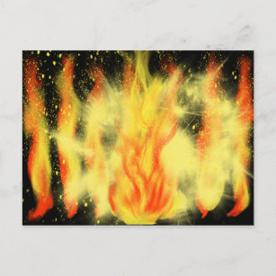 Gelbe und orangefarbene Flammen - Malerei HC Art Postkarte