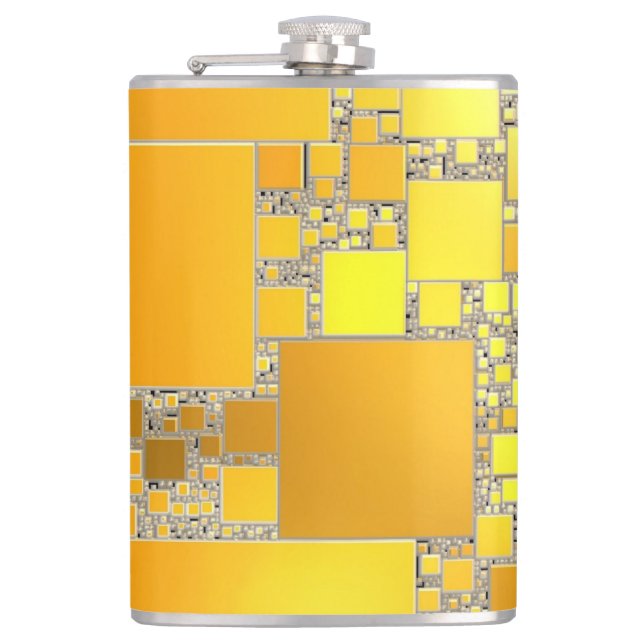 Gelbe und orangefarbene Flasche Flachmann (Vorderseite)