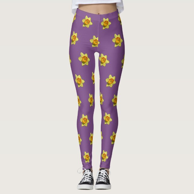 Gelbe und orangefarbene Kleidungsstücke Muster Leg Leggings (Vorderseite)