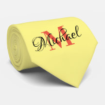 Gelbe und orangefarbene, monogrammatische Necktie