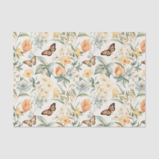 Gelbe und orangefarbene Schmetterlinge und Blume Seidenpapier