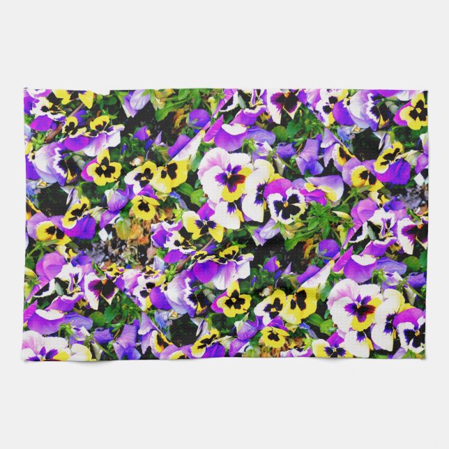 Gelbe und Purppansie-Blume Küchentuch (Horizontal)