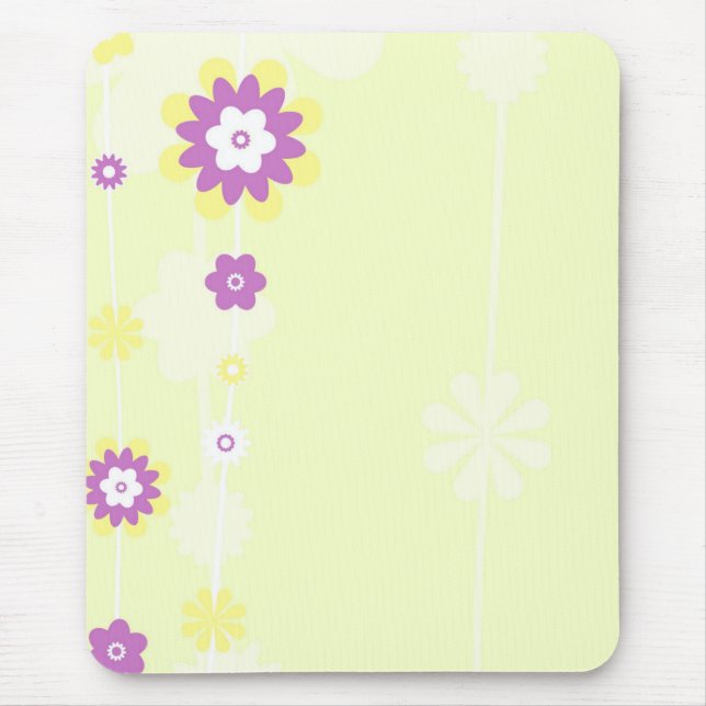 Gelbe und rosa Blume Girly Mousepad (Vorne)