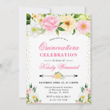 Gelbe und rosa Blume Quinceanera