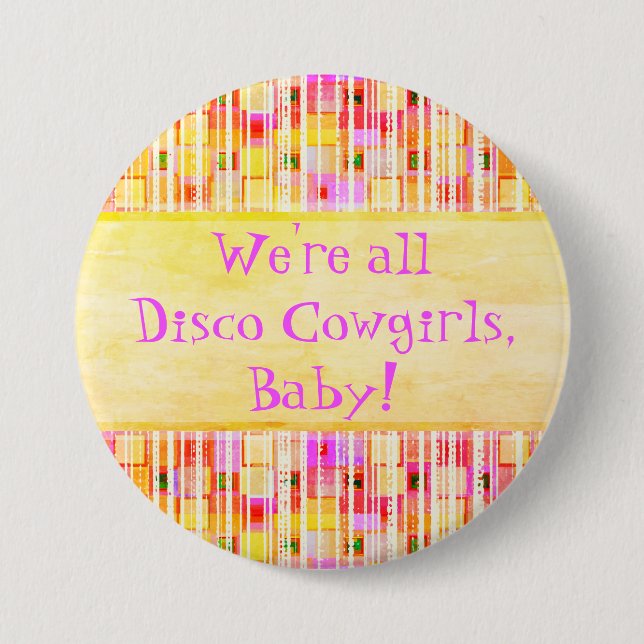 Gelbe und rosa Disco Cowgirl Fringe Button (Vorderseite)