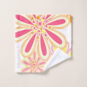 Gelbe und rosa Frühlingsblumen Waschlappen