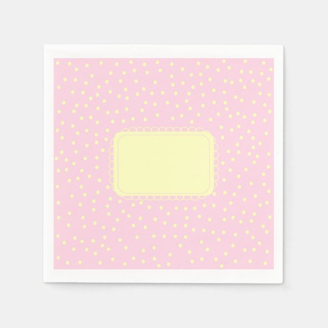 Gelbe und rosa Kinderdoten Serviette (Vorderseite)