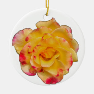 Gelbe und rosa Rose Keramik Ornament
