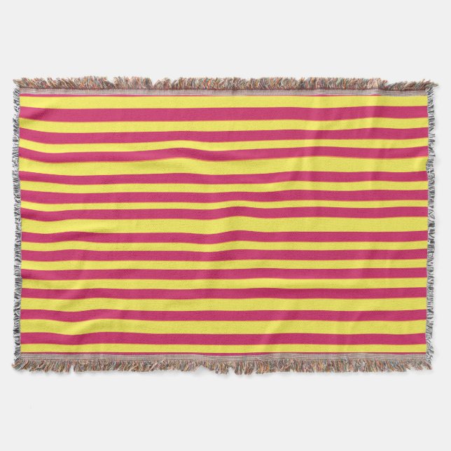 Gelbe und rosa Streifen Sommermotive Throw Blanket Decke (Vorderseite)