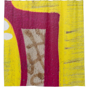 Gelbe und rosa Wand Duschvorhang