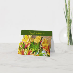 Gelbe und rote Alstroemeria-Blume Karte