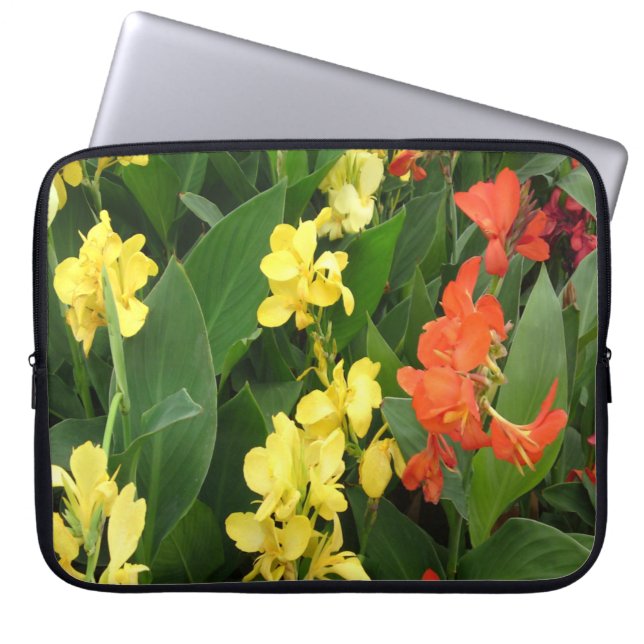 Gelbe und rote Blume Laptopschutzhülle (Vorderseite)