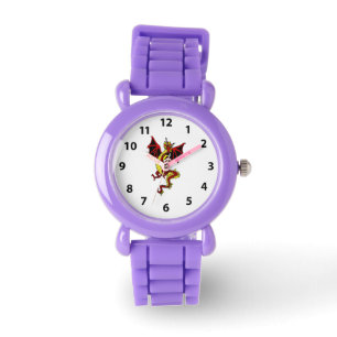 Gelbe und rote Drache-Uhr Armbanduhr